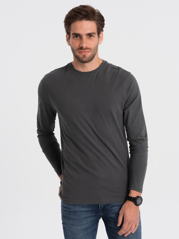 Ombre Clothing Sötétszürke férfi alap póló Ombre Ruházat