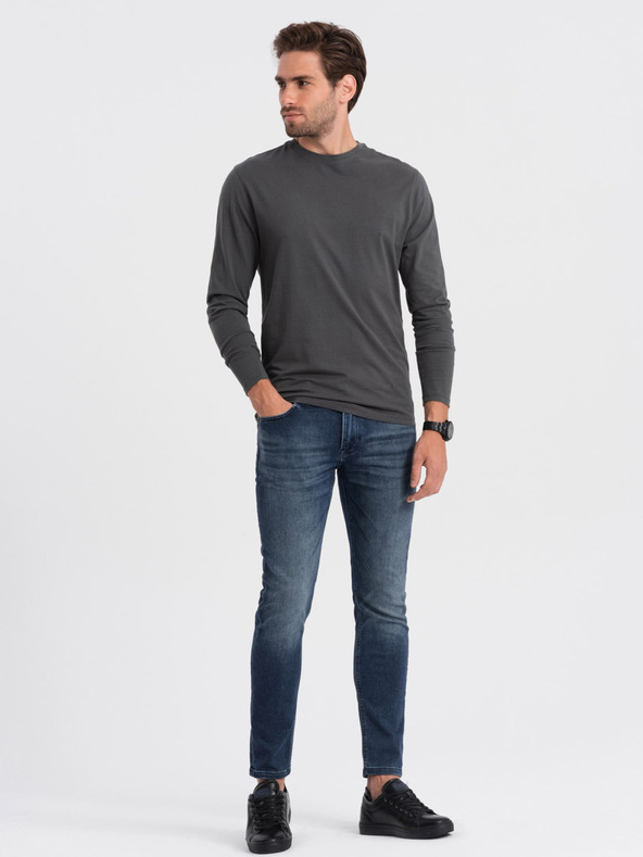 Ombre Clothing Sötétszürke férfi alap póló Ombre Ruházat