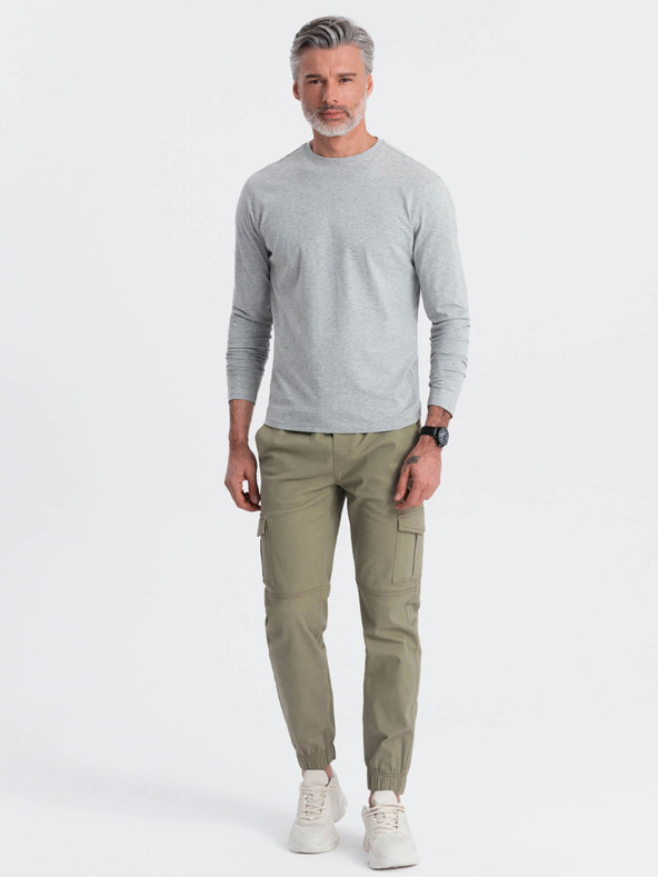 Ombre Clothing Szürke férfi alap póló Ombre Ruházat