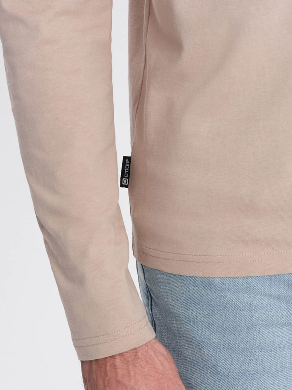 Ombre Clothing Bézs férfi alap póló Ombre ruházat