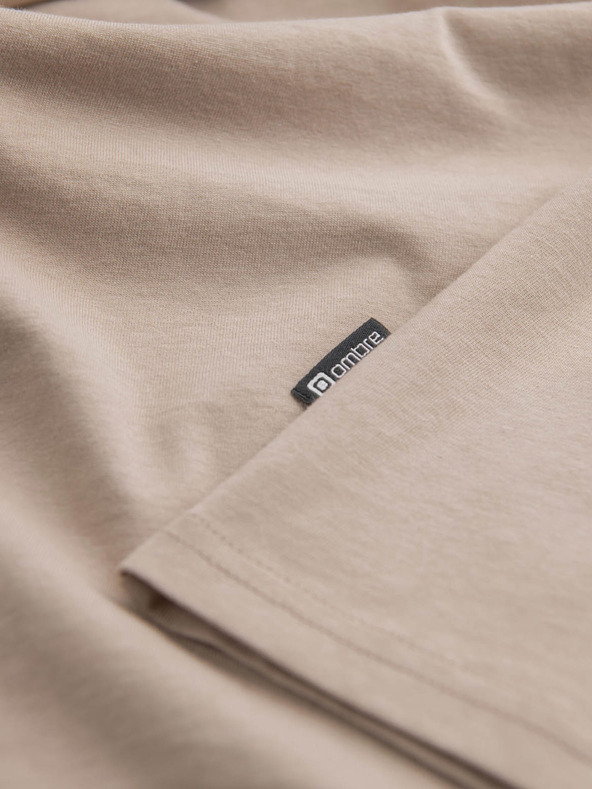 Ombre Clothing Bézs férfi alap póló Ombre ruházat