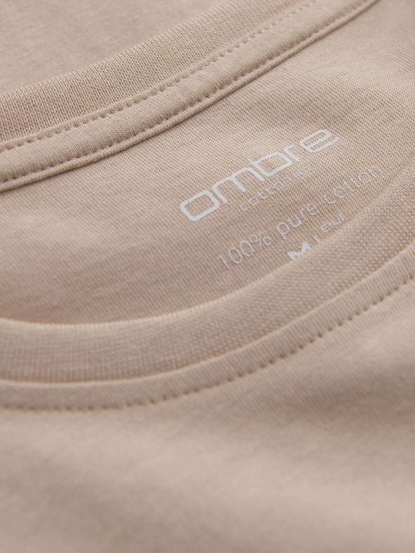 Ombre Clothing Bézs férfi alap póló Ombre ruházat