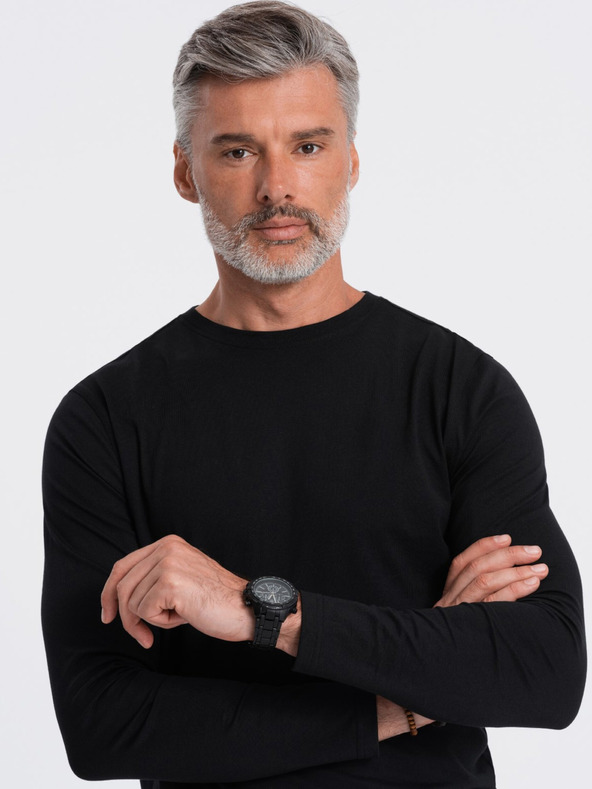 Ombre Clothing Fekete férfi alap póló Ombre Clothing