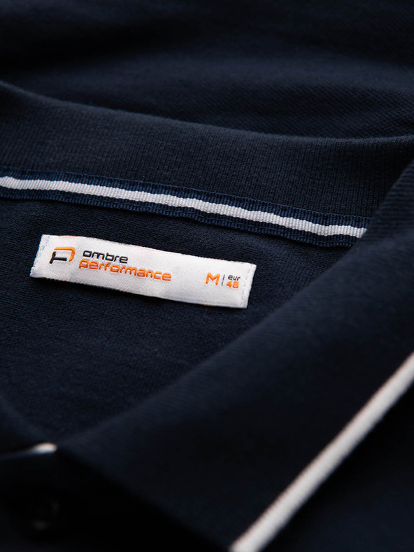 Ombre Clothing Sötétkék férfi póló póló Ombre Clothing