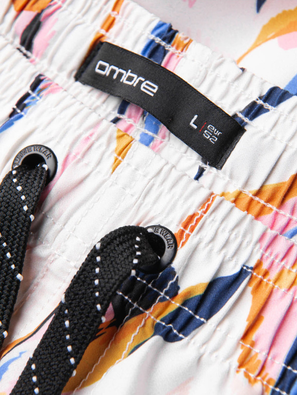 Ombre Clothing Narancssárga és fehér férfi mintás fürdőruha Ombre Ruházat