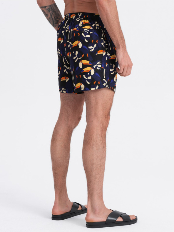 Ombre Clothing Narancssárga és kék férfi mintás fürdőruha Ombre Clothing Toucan