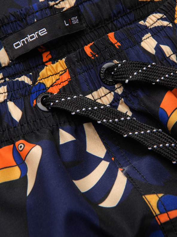 Ombre Clothing Narancssárga és kék férfi mintás fürdőruha Ombre Clothing Toucan