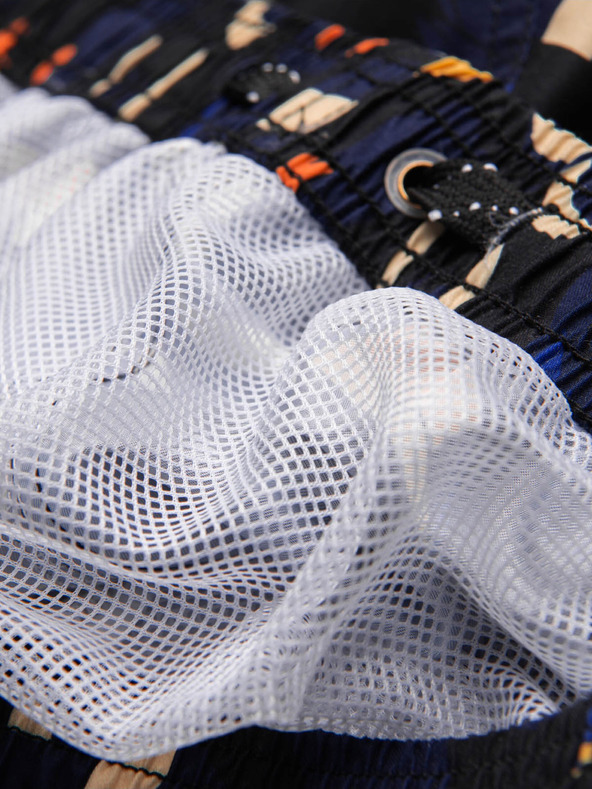 Ombre Clothing Narancssárga és kék férfi mintás fürdőruha Ombre Clothing Toucan