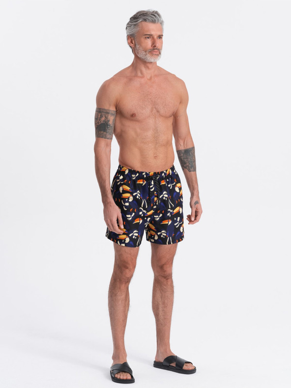 Ombre Clothing Narancssárga és kék férfi mintás fürdőruha Ombre Clothing Toucan
