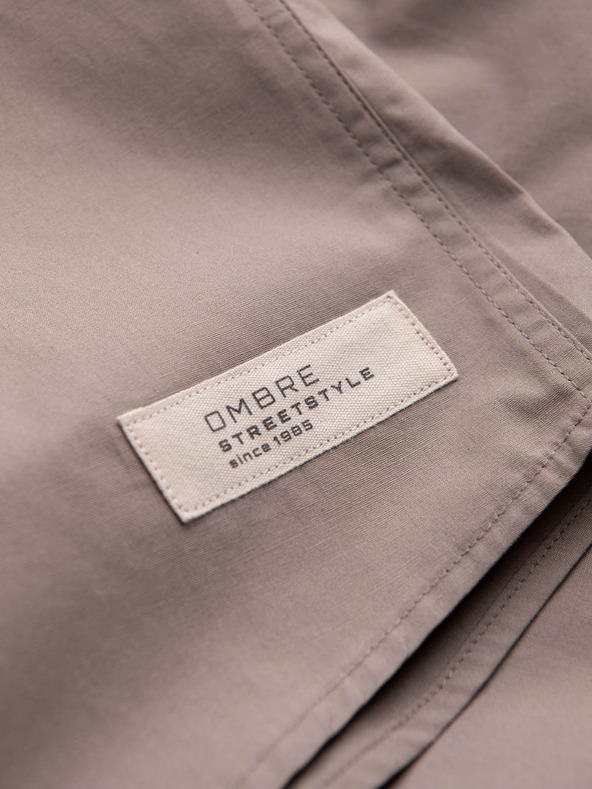 Ombre Clothing Barna férfi rövid ujjú ing Ombre Ruházat