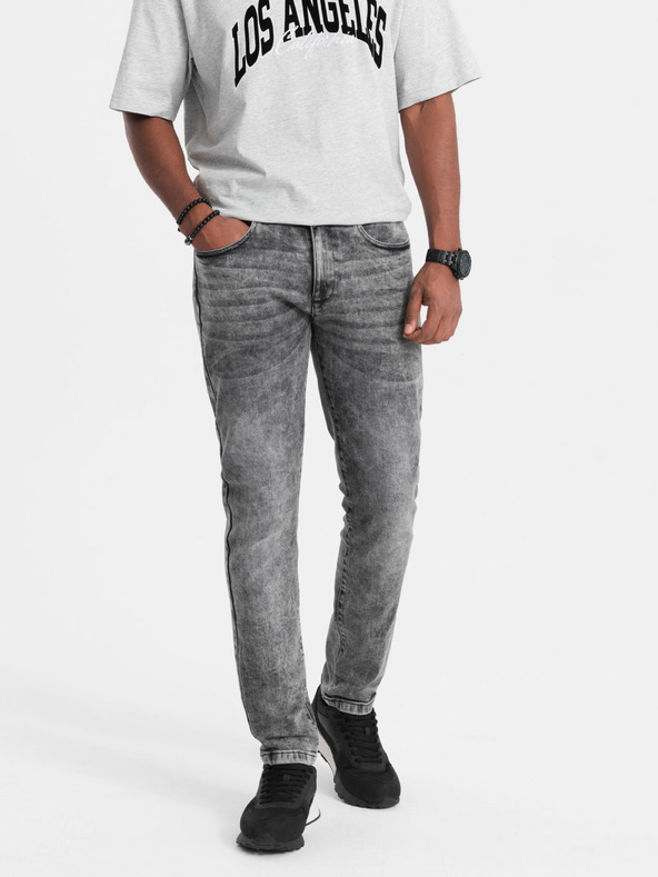 Ombre Clothing Szürke férfi slim fit farmer Ombre Ruházat