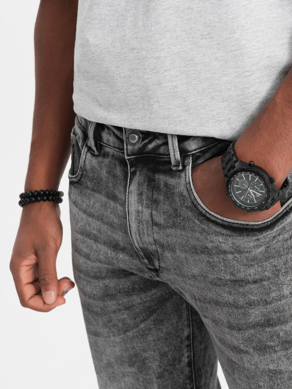 Ombre Clothing Szürke férfi slim fit farmer Ombre Ruházat