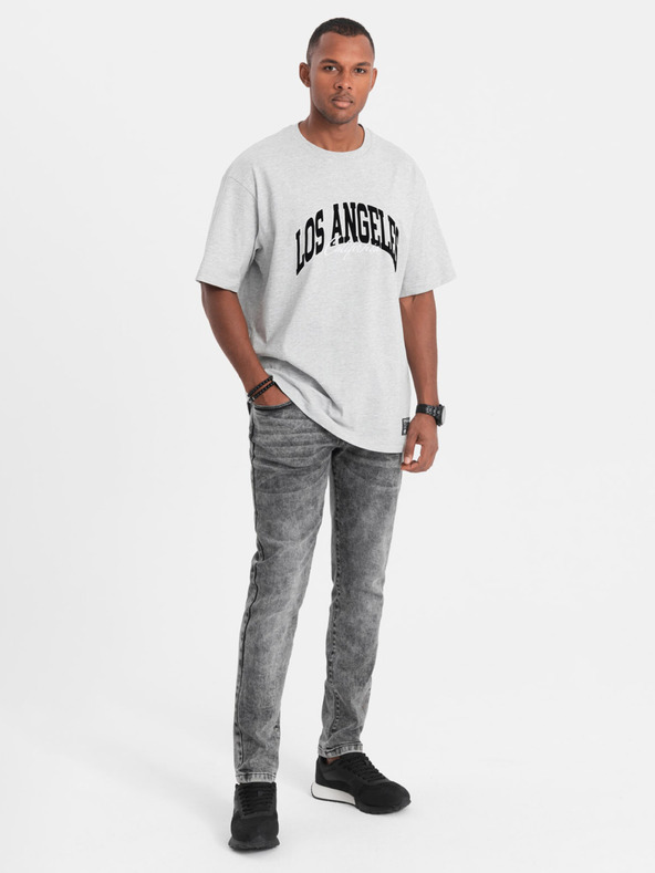 Ombre Clothing Szürke férfi slim fit farmer Ombre Ruházat