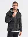 Ombre Clothing Fekete férfi farmerdzseki kapucnival Ombre Clothing Ombre Clothing