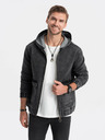 Ombre Clothing Fekete férfi farmerdzseki kapucnival Ombre Clothing Ombre Clothing