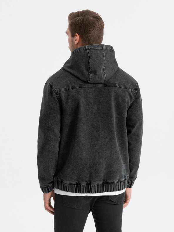 Ombre Clothing Fekete férfi farmerdzseki kapucnival Ombre Clothing Ombre Clothing