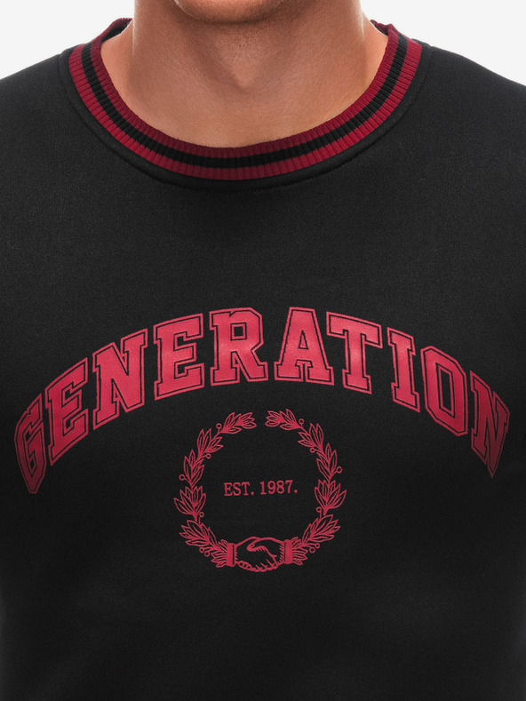 Edoti Piros és fekete férfi nyomtatott pulóver Edoti