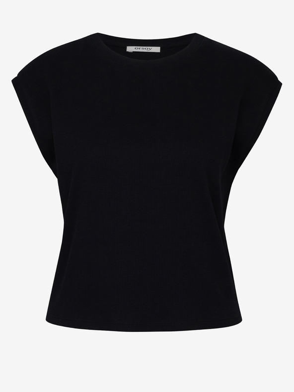 Orsay ORSAY fekete női crop póló rövid ujjal