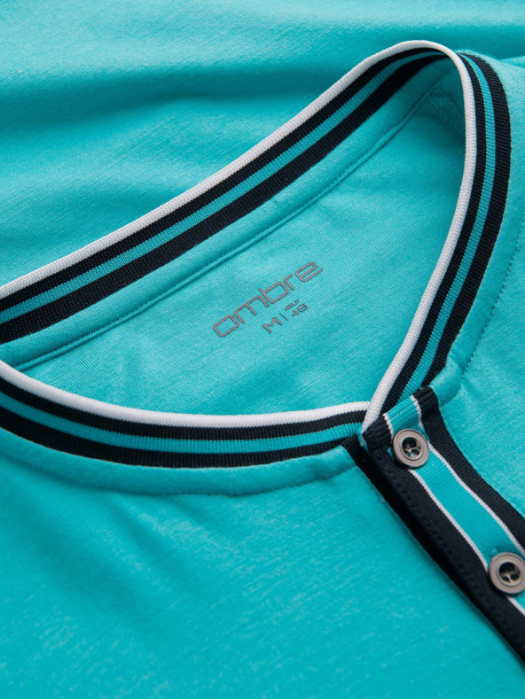 Ombre Clothing Türkiz férfi gombos póló Ombre ruházat