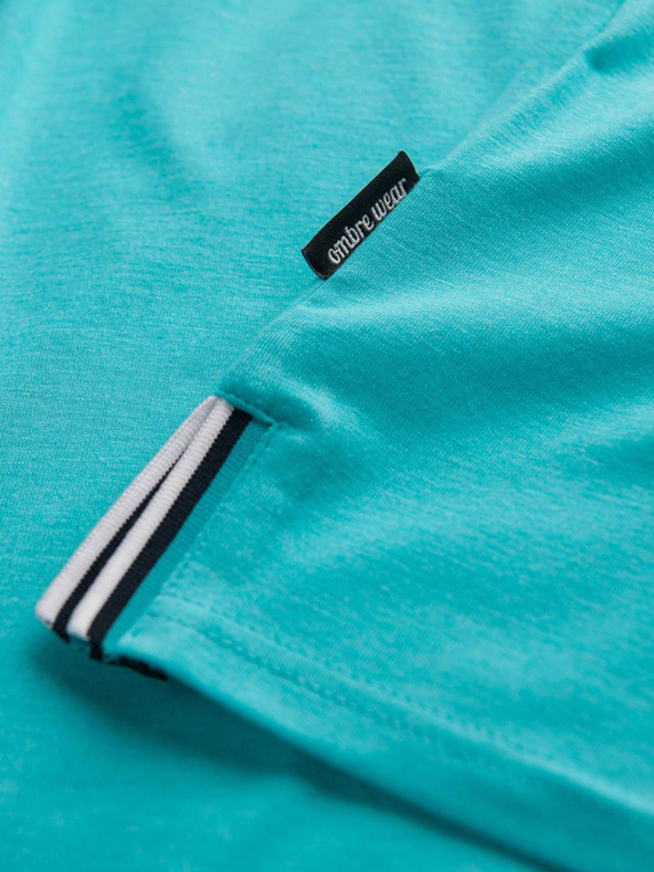 Ombre Clothing Türkiz férfi gombos póló Ombre ruházat