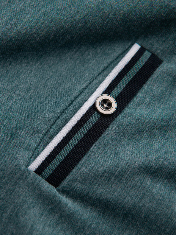 Ombre Clothing Sötétzöld férfi gombolós póló Ombre ruházat