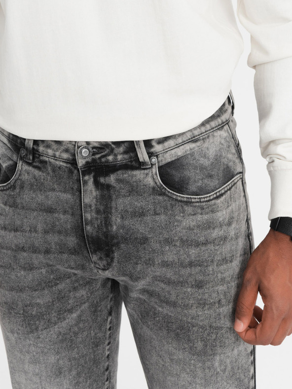 Ombre Clothing Szürke férfi egyenes szabású farmernadrág Ombre Ruházat