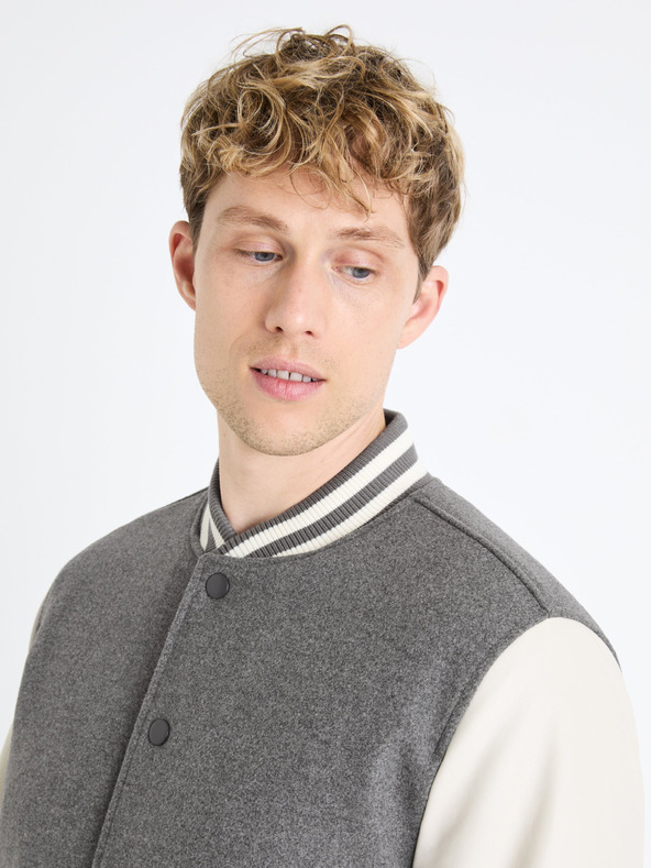 Celio Krémszürke és szürke férfi gyapjúkeverék bomber Celio Fuvarsi-tól