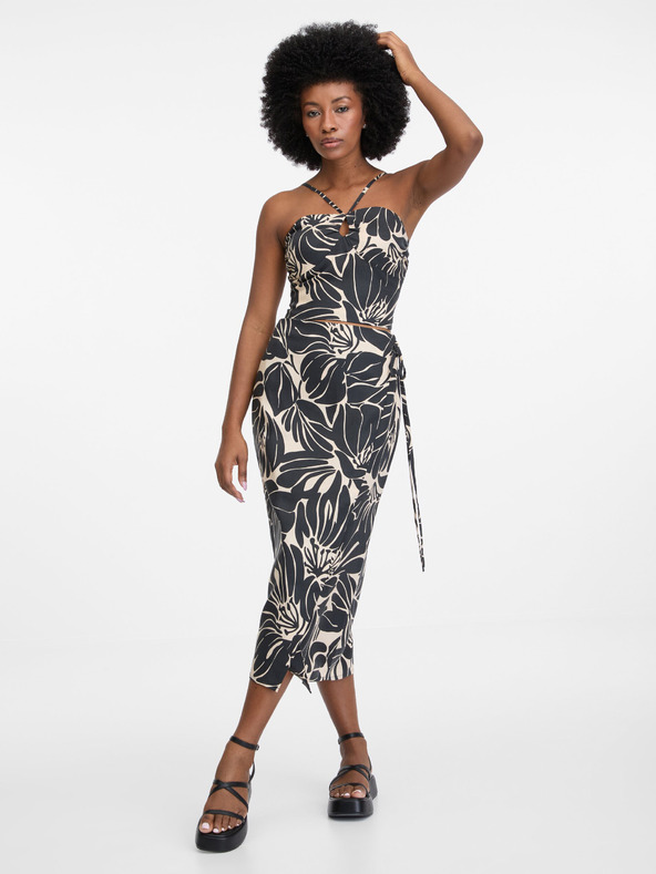 Orsay ORSAY fekete női crop mintás tank top