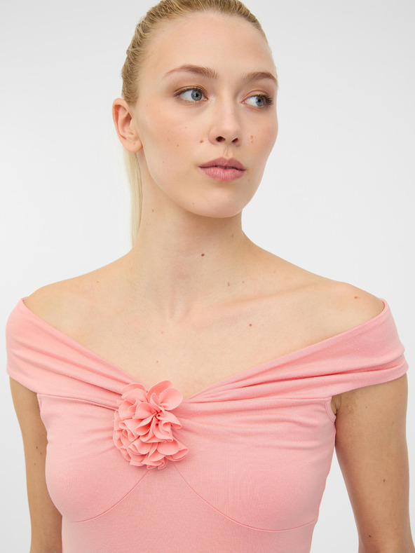 Orsay ORSAY világos rózsaszín, rövid ujjú női póló rátéttel