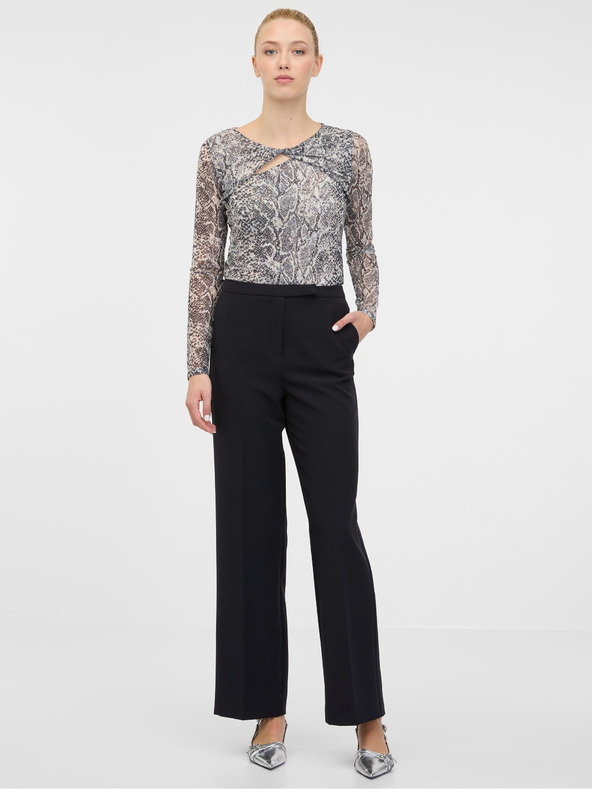 Orsay ORSAY fekete női mintás póló, hosszú ujjal