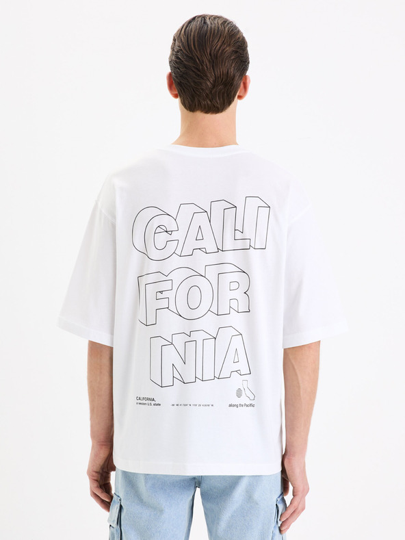 Celio Fehér pamut póló Celio Gesympa Celio Gesympa