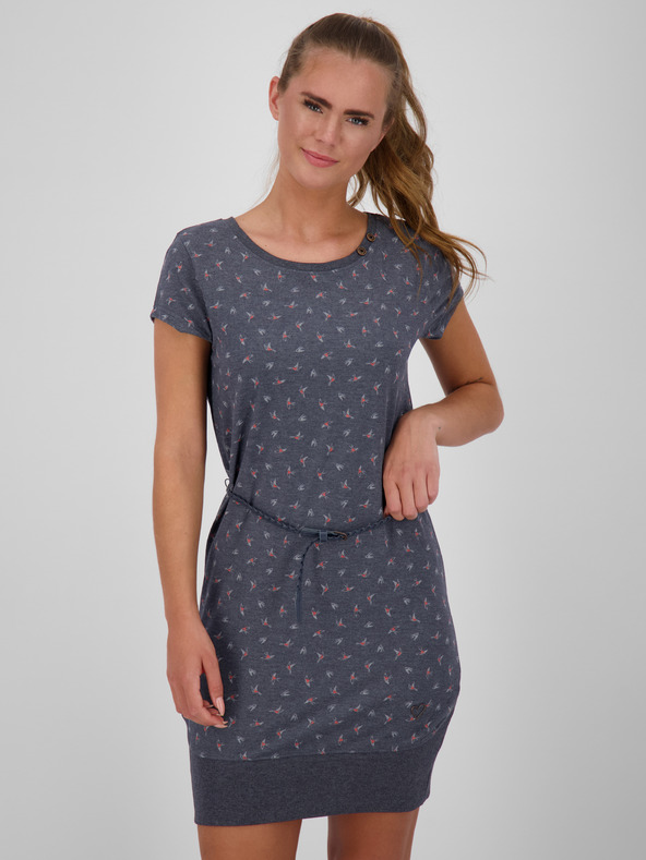 Alife and Kickin Alife and Kickin sötétszürke női mintás rövid ruha övvel