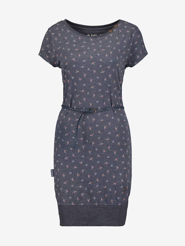 Alife and Kickin Alife and Kickin sötétszürke női mintás rövid ruha övvel