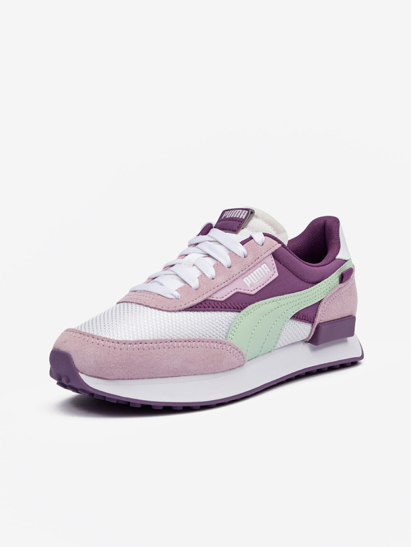 Puma Fehér és lila női tornacipő velúr részletekkel Puma Future Rider Soft