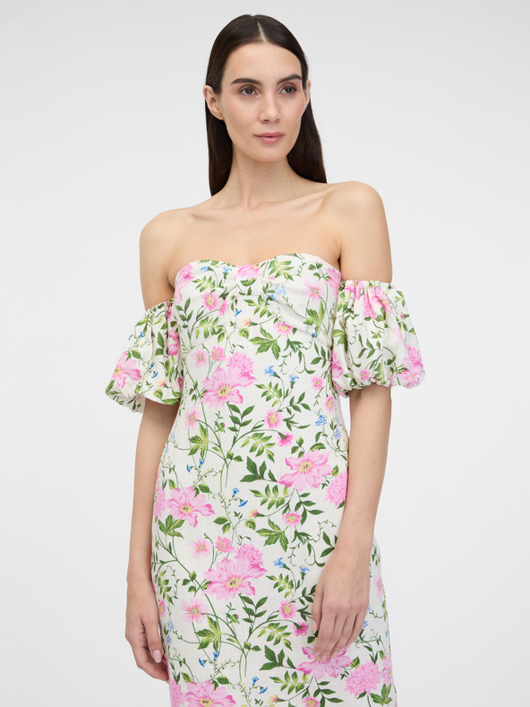 Orsay ORSAY krém színű női midi ruha vászonnal