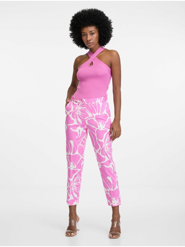 Orsay ORSAY rózsaszín és fehér női mintás nadrág