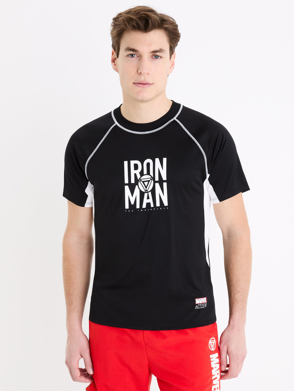 Celio Fekete férfi sport póló Celio Marvel Iron Man sportpóló