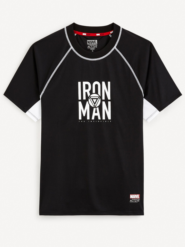 Celio Fekete férfi sport póló Celio Marvel Iron Man sportpóló