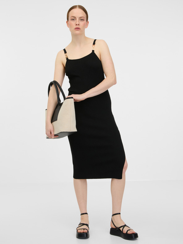 Orsay ORSAY fekete női midi ruha