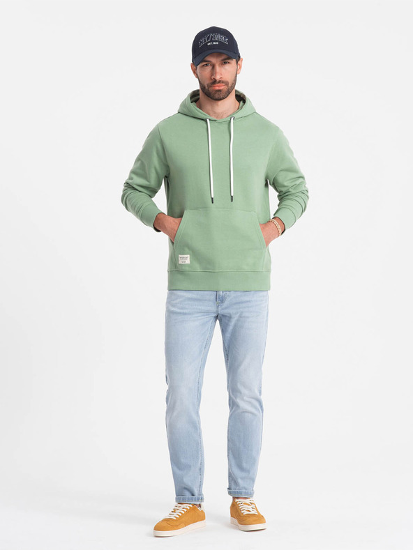 Ombre Clothing Zöld férfi kapucnis pulóver Ombre Clothing Ombre Clothing