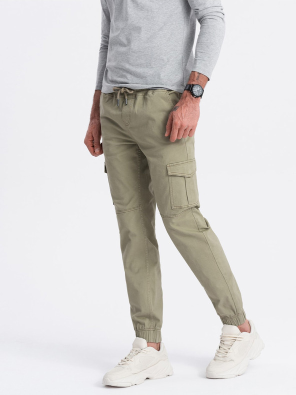 Ombre Clothing Khaki férfi cargo jogger nadrág Ombre ruházat