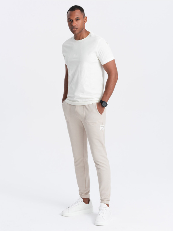 Ombre Clothing Férfi bézs színű melegítőnadrág Ombre ruházat