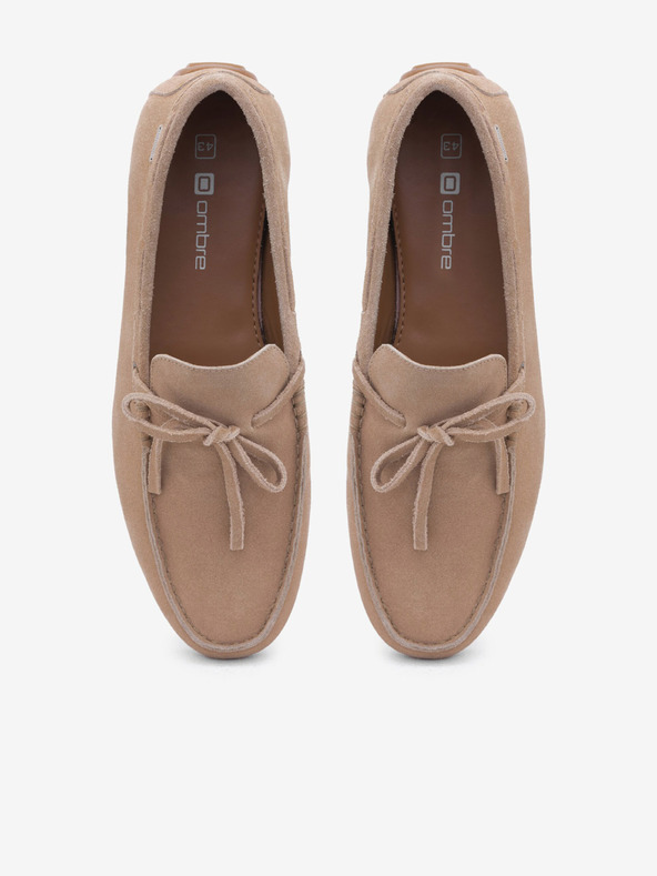 Ombre Clothing Bézs férfi bőr cipő sofőr talppal Ombre ruházat