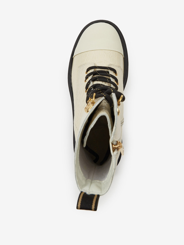 Scotch & Soda Krém női bőr Scotch & Soda Aubri Mid Boot Off Wht Croco krémszínű bőrcipő