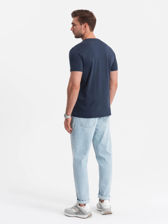 Ombre Clothing Sötétkék férfi póló zsebbel Ombre Ruházat