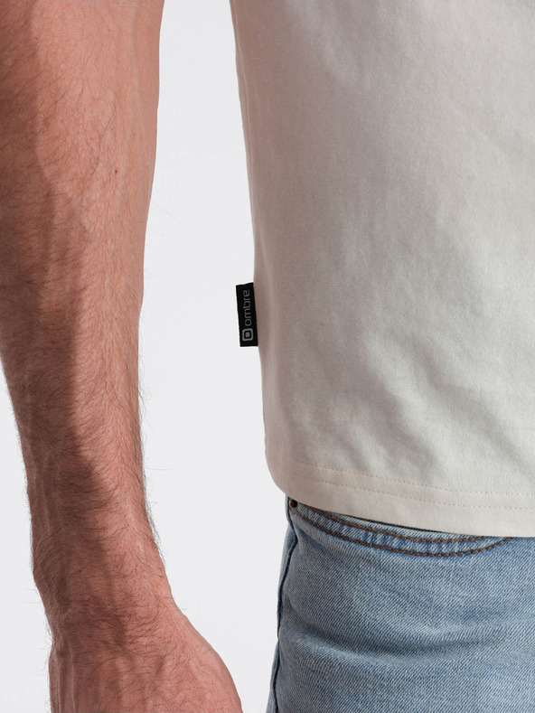 Ombre Clothing Krémszínű férfi póló zsebbel Ombre Clothing Ombre Clothing