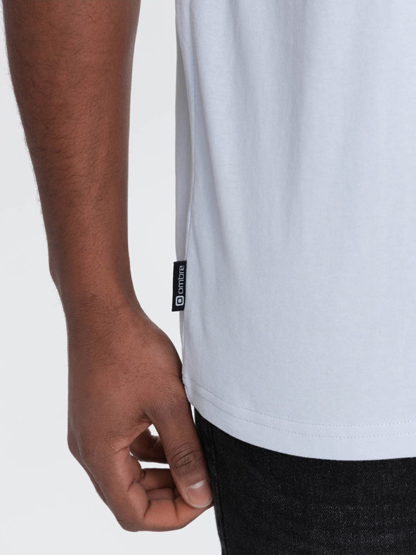 Ombre Clothing Világoskék férfi póló zsebbel Ombre ruházat