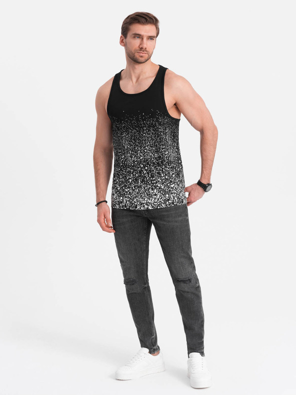 Ombre Clothing Fekete férfi nyomtatott tank top Ombre ruházat