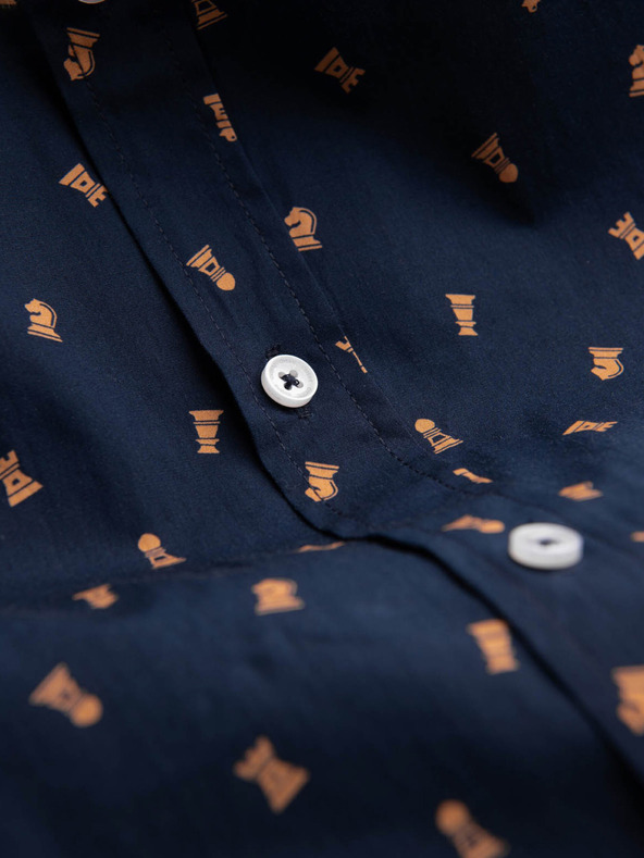 Ombre Clothing Kék férfi mintás slim fit ing Ombre Ruházat