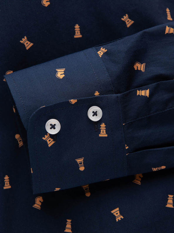 Ombre Clothing Kék férfi mintás slim fit ing Ombre Ruházat